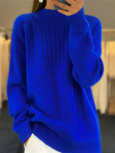 Heidi-Mode | Hoher Hals Gerippt Pullover