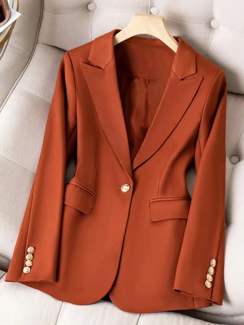 Heidi-Mode | Eleganter Damenblazer mit Langen Ärmeln, Hellbraun, für Das Büro