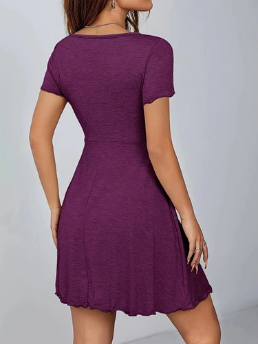 Heidi-Mode | Kleid mit Spitzenausschnitt und Schleife Lila Elegant und Bequem