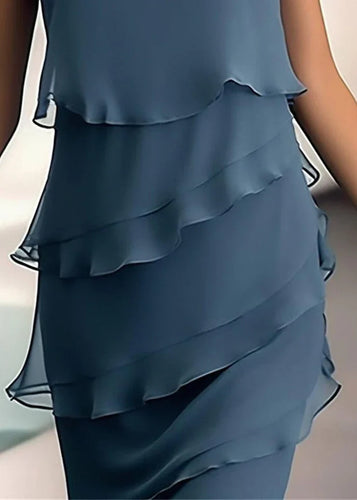 Heidi-Mode | Mini Kleid Einfarbig Ohne Ärmel, Farbe Marine