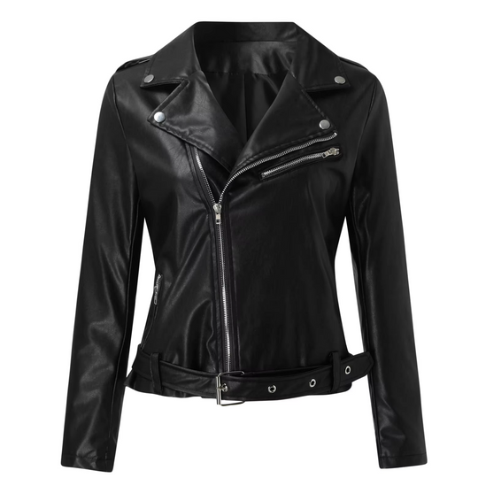 Heidi-Mode | jacke Damen Biker Modell mit Gürtel und Reißverschlussdetails