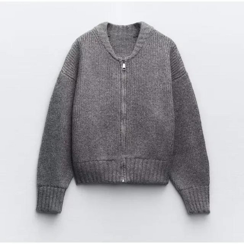 Heidi-Mode | Damen Rundhals Cardigan Reißverschluss