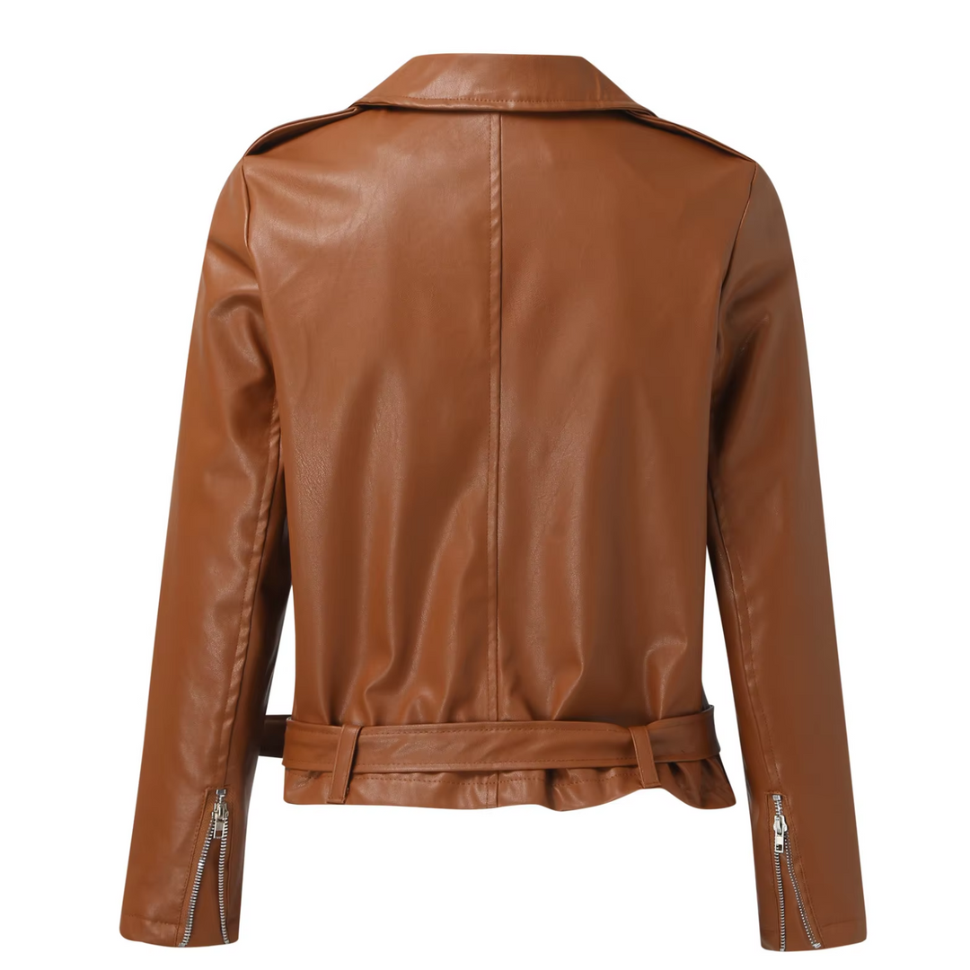 Heidi-Mode | jacke Damen Biker Modell mit Gürtel und Reißverschlussdetails