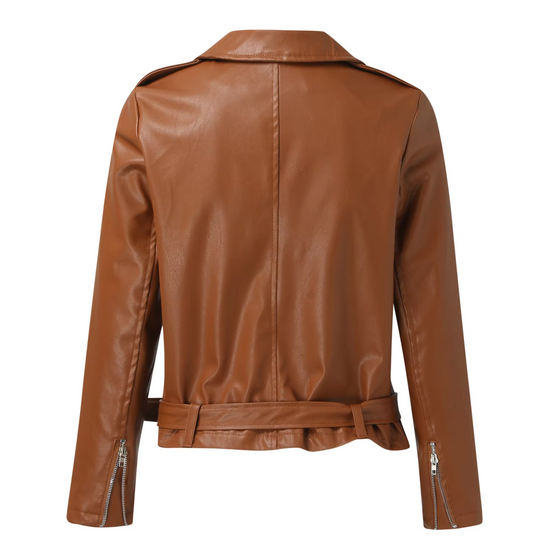 Heidi-Mode | jacke Damen Biker Modell mit Gürtel und Reißverschlussdetails