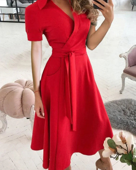 elegantes v-ausschnitt midikleid für damen