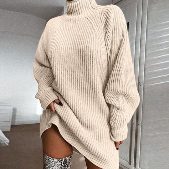 Damen Pullover mit hohem Kragen und Raglanärmeln Heidi-Mode