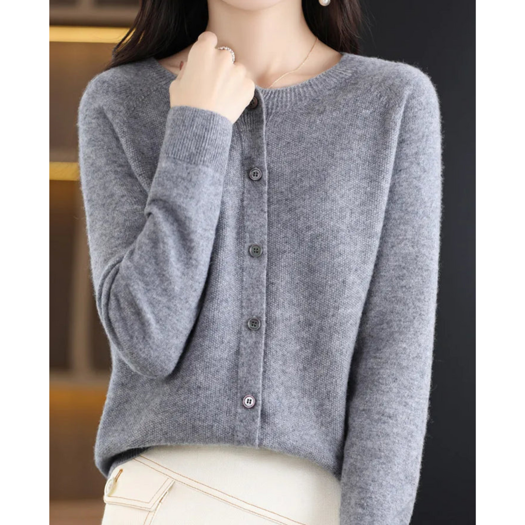 Heidi-Mode | Damen Rundhals Cardigan Pullover