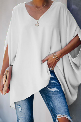 Heidi-Mode | Lässige Einfarbige V-Neck T-Shirts - 5 Farben
