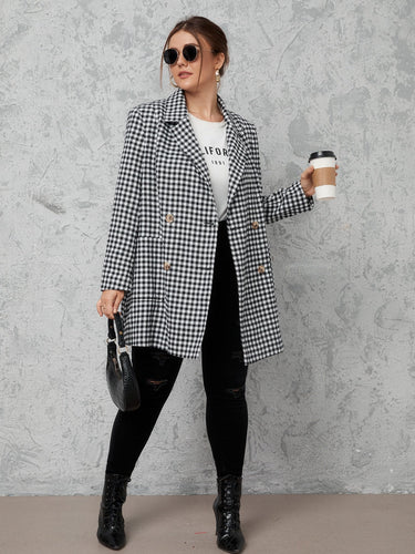 Heidi-Mode | Karo Tasche Vorne Zweireiher Blazer