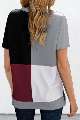 Heidi-Mode | Lässige Einfarbige Patchwork O-Ausschnitt T-Shirts