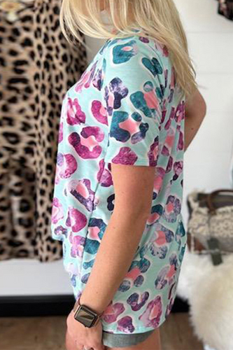 Heidi-Mode | Lässige Druck Patchwork V-Ausschnitt T-Shirts