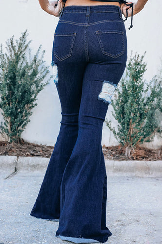 Heidi-Mode | Lässige Street Solide Niet Regular Denim Jeans