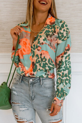 Heidi-Mode | Lässige Street Geometrische Druck Hemdkragen Tops