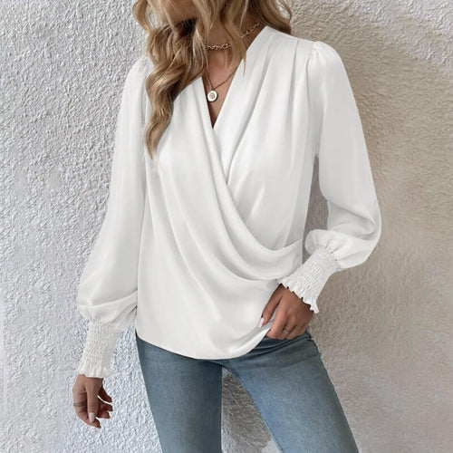 Stilvoller Blusenpullover mit überkreuztem Design | Festliche Bluse für Damen