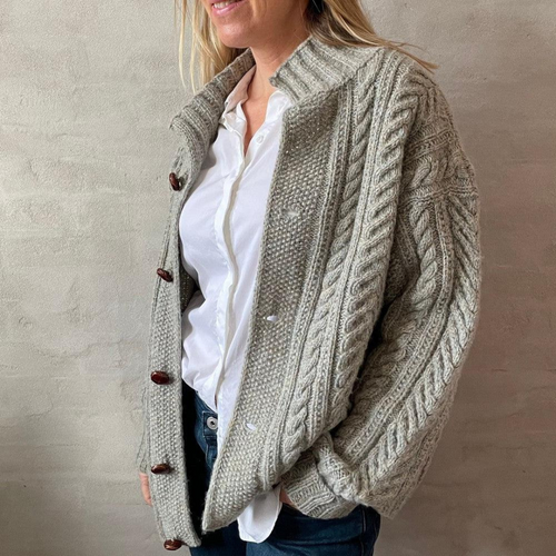 Heidi-Mode | Damen Knopf Daunen Pullover Lange Ärmel