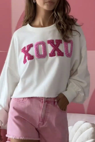 Heidi-Mode | Casual Süß Buchstaben Patch O-Hals Tops