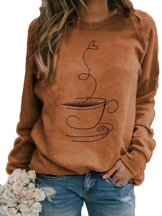 Heidi-Mode | Gemütliches Kaffee Grafisch Sweatshirt