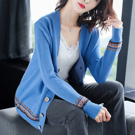 Damen Strickjacke mit eleganten Knopfdetails und modischer Häkelbordüre Heidi-Mode