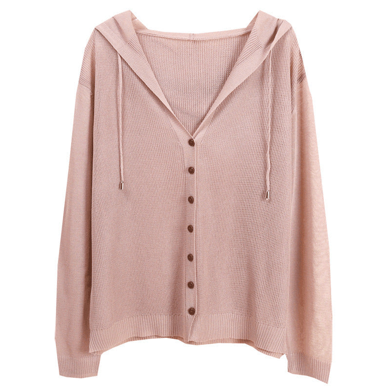 Damen Strickjacke mit Kapuze und eleganten Holzknöpfen Heidi-Mode