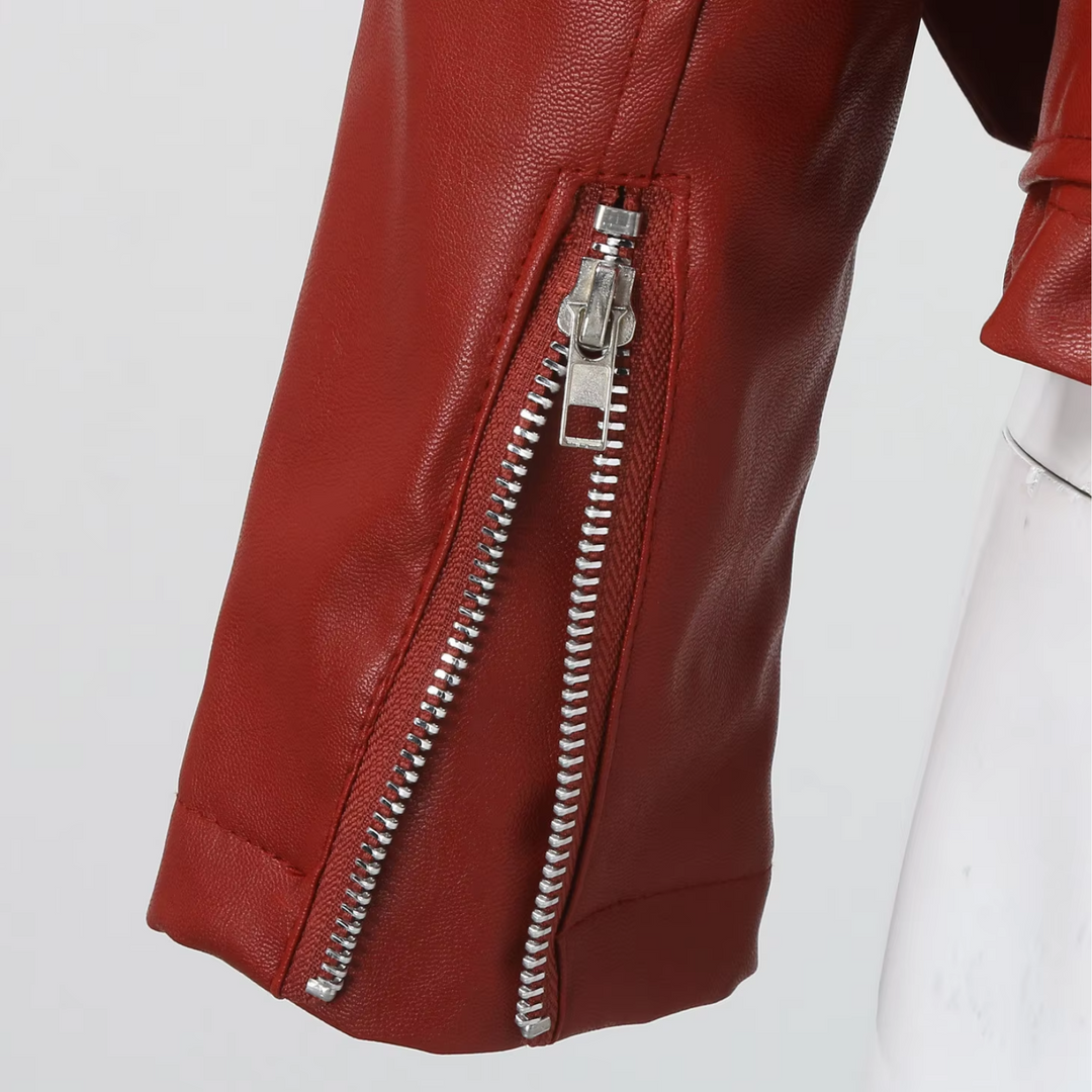 Heidi-Mode | jacke Damen Biker Modell mit Gürtel und Reißverschlussdetails