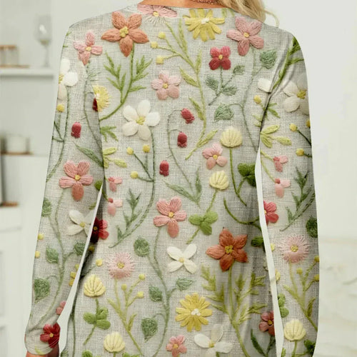 Heidi-Mode | Lässiger Pullover mit Blumenstickerei