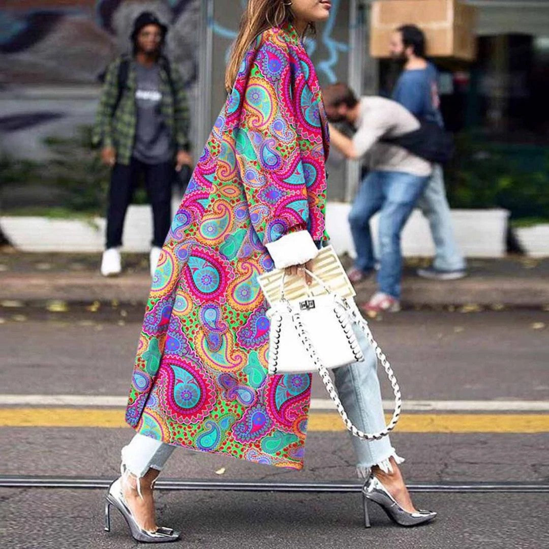 Heidi Mode | Trendiger Colorblock-Langmantel