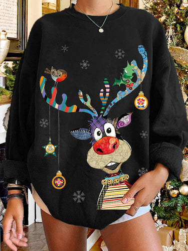 Heidi-Mode | Jul Ox Farbe Druck Rundhals Pulli