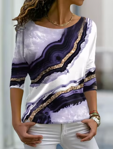 Heidi-Mode | Langarm-T-Shirt mit Marmor Druck
