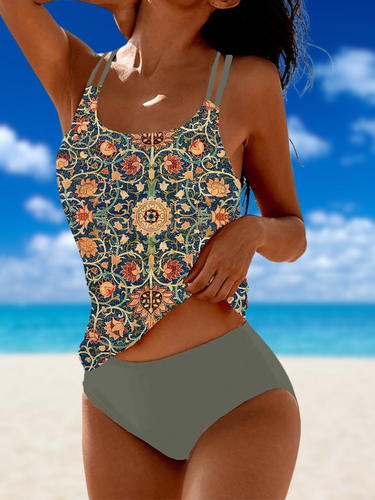 Heidi-Mode | Glamouröse Ärmellose Bademode mit Print