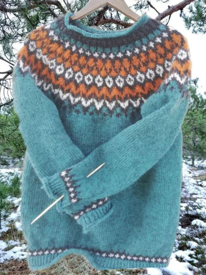 Heidi-Mode | Damen Fair Isle Crewneck Pullover