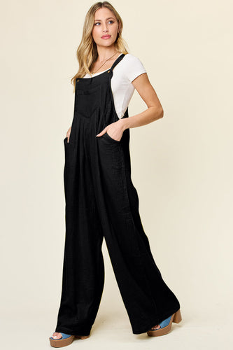 Heidi-Mode | Double Take Vollgröße Textur Breite Träger Weite Bein Overall