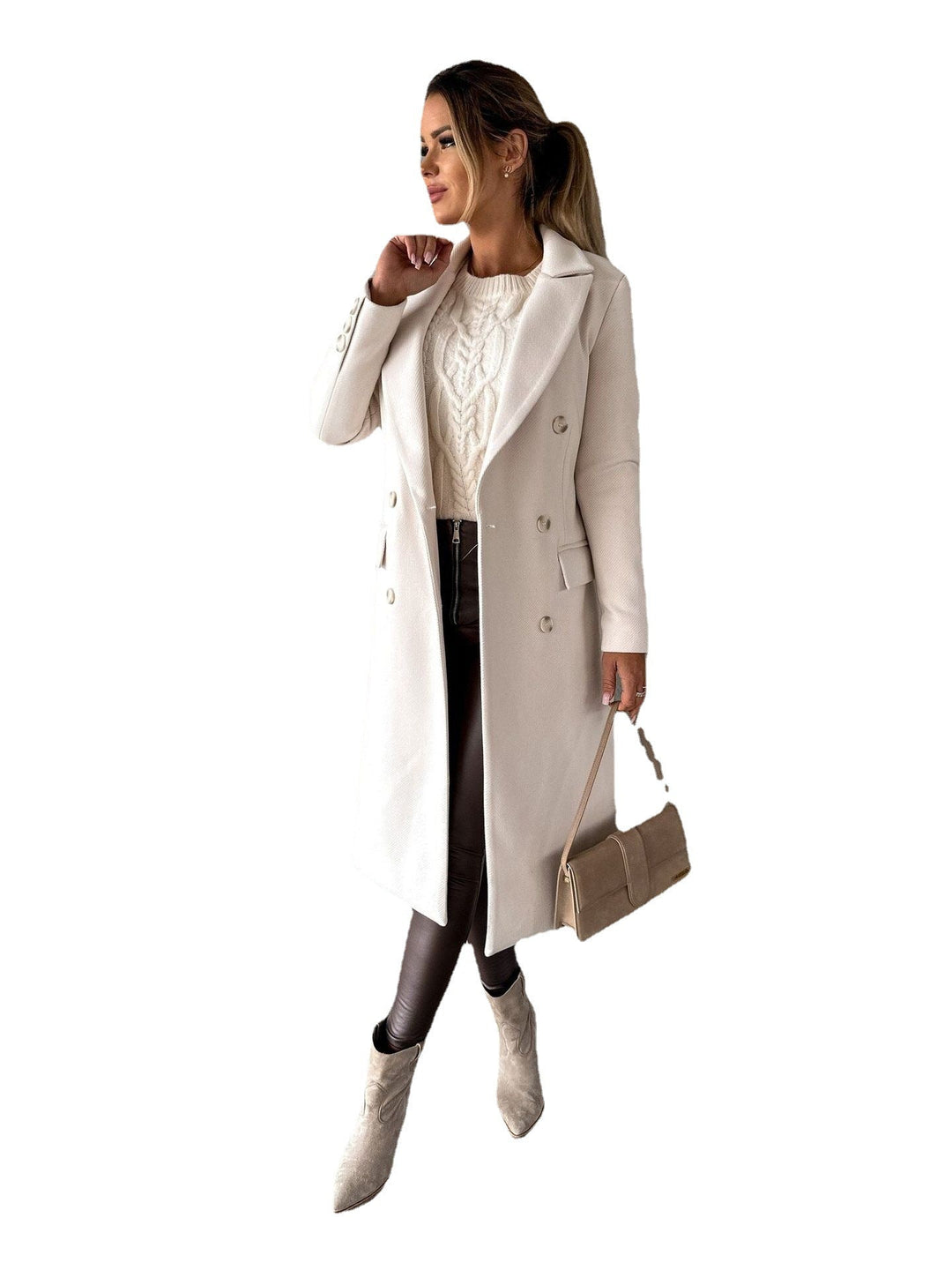 Zweireihiger Wollmantel mit Winterärmeln