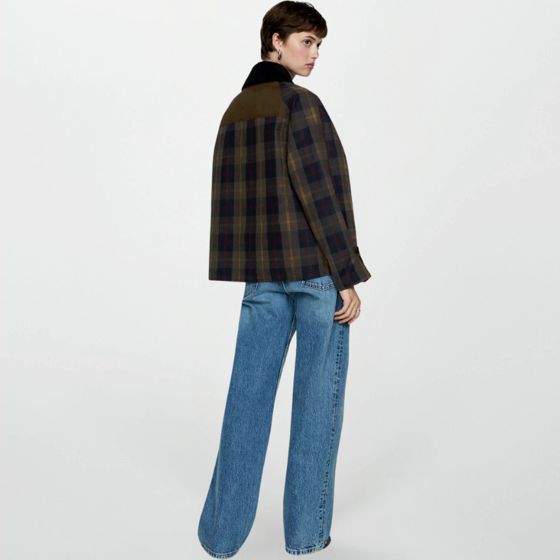 Heidi-Mode | Trendy Damen Karomuster Zip-Up Jacke