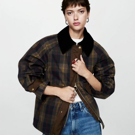 Heidi-Mode | Trendy Damen Karomuster Zip-Up Jacke