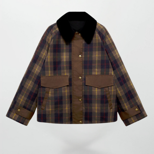 Heidi-Mode | Trendy Damen Karomuster Zip-Up Jacke