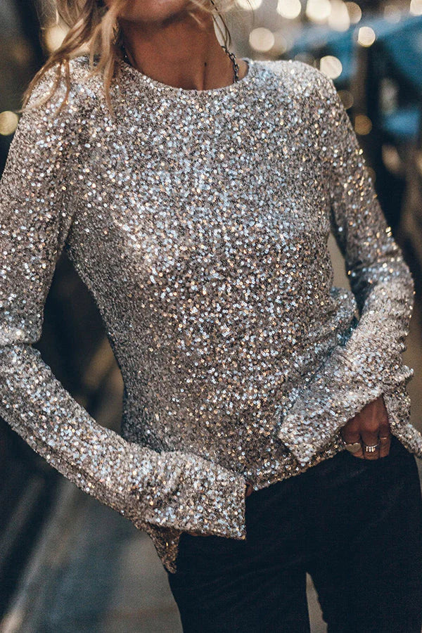 Heidi-Mode | Lange Ärmel Pailletten Top