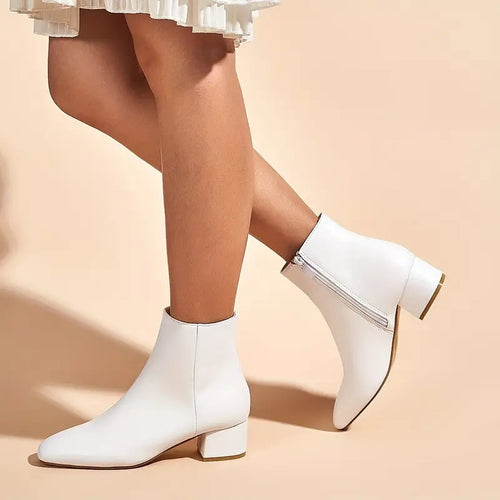 Heidi-Mode | Damen Stiefeletten Schicke Quadratische Zehenpartie, Niedriger Absatz