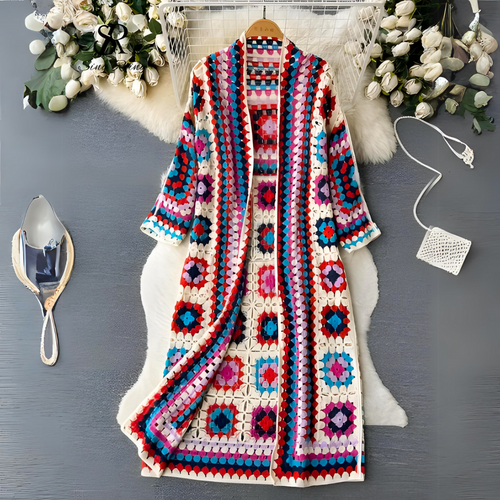 Heidi-Mode | Farbig Lang Strickjacke
