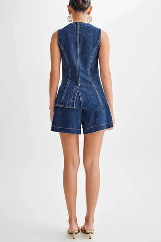 Heidi-Mode | Denim Prinzessnähte Tasche Weste Top
