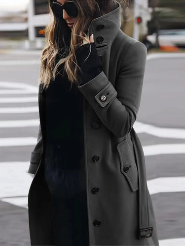 Heidi-Mode | Elegante Jacke für Damen Warmer Mantel aus Wollmischung, Enganliegendes Schnitt und Stilvoller Langer Mantel