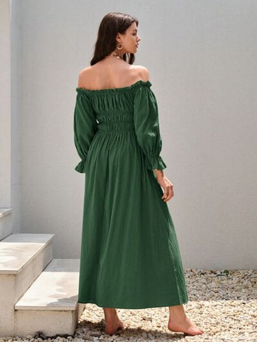 Heidi-Mode | Gekräuselte Schulterfreie Volantärmeldress
