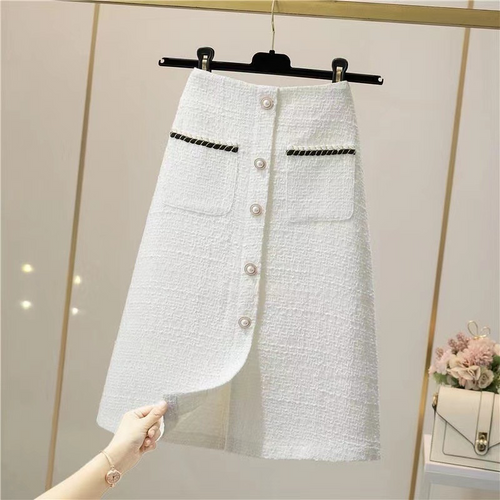 Heidi-Mode | Hochtaillierte A-Linien Tweed Rock