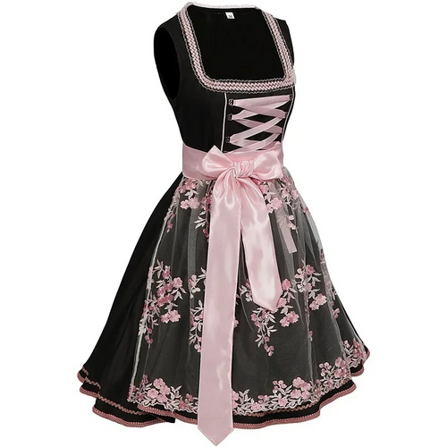 Heidi-Mode | Damen Traditionelles Kleid mit Blumenstickerei