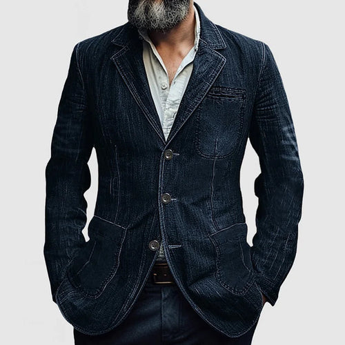 Heidi-Mode - Lässiger Herbst Einzelreihe Denim Blazer für Herren