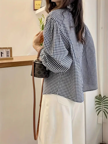 Heidi-Mode | Damenbluse Tartan mit Spitzenfinish