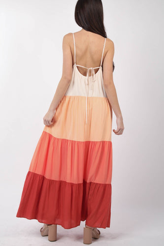 Heidi-Mode | Very J Farbblock Stufen Maxi Cami Kleid