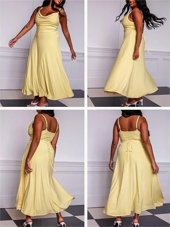 Heidi-Mode | Lange Drapierte Kleid mit Eingebautem Bh