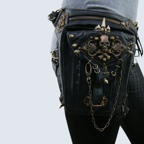 Heidi-Mode - Gothic Gürteltasche mit Totenkopf-Verzierungen