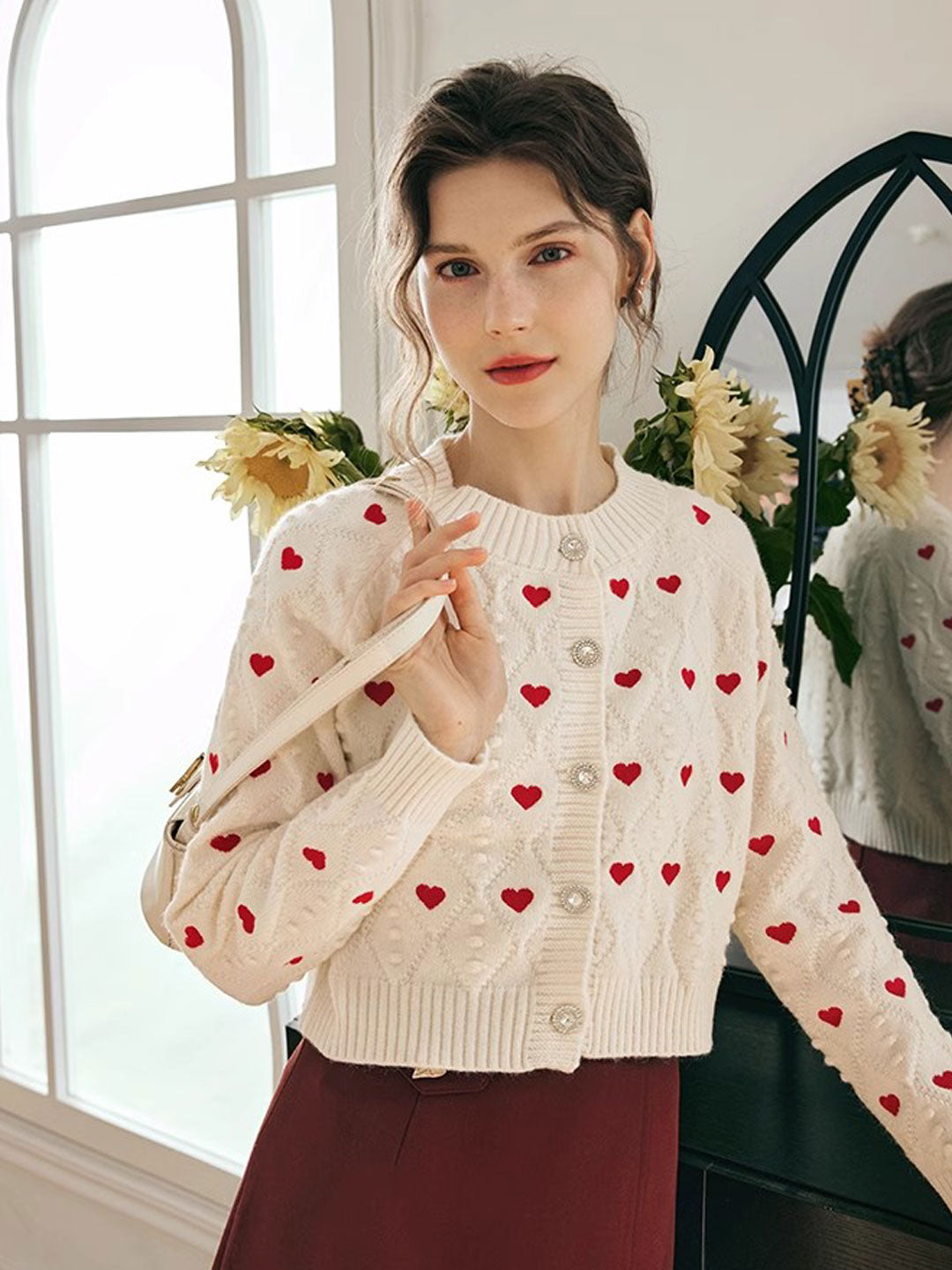 Heidi-Mode | Weste Damen Herz bestickte Weste
