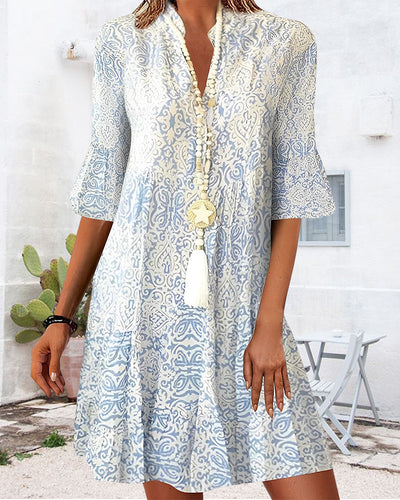 Stilvolles Kleid mit Print und Halbarm